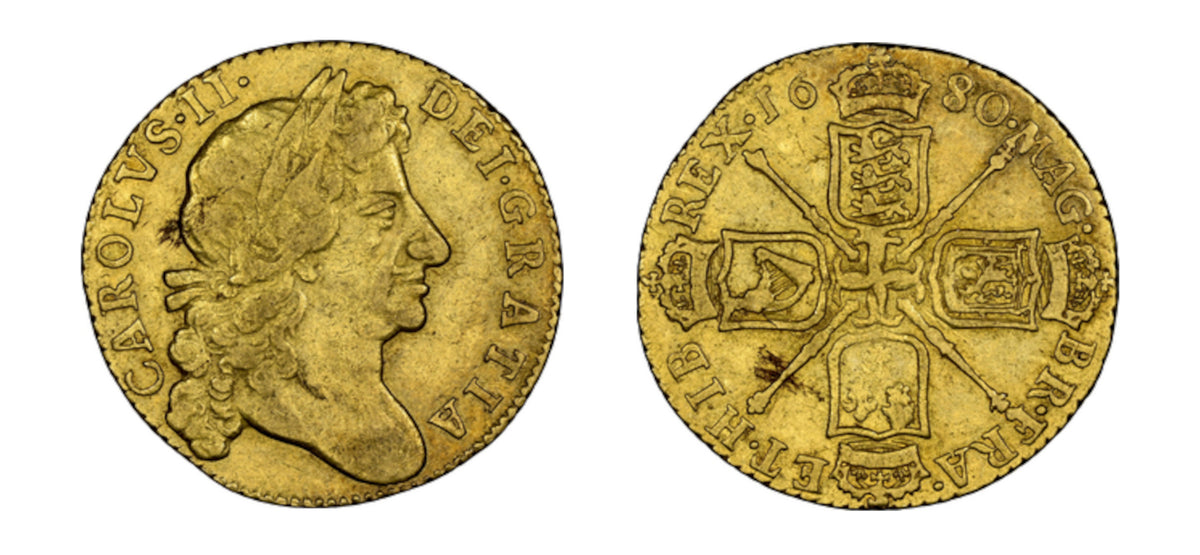 1680 Gold Guinea Charles II NGC XF40 - Hard Asset Management, Inc