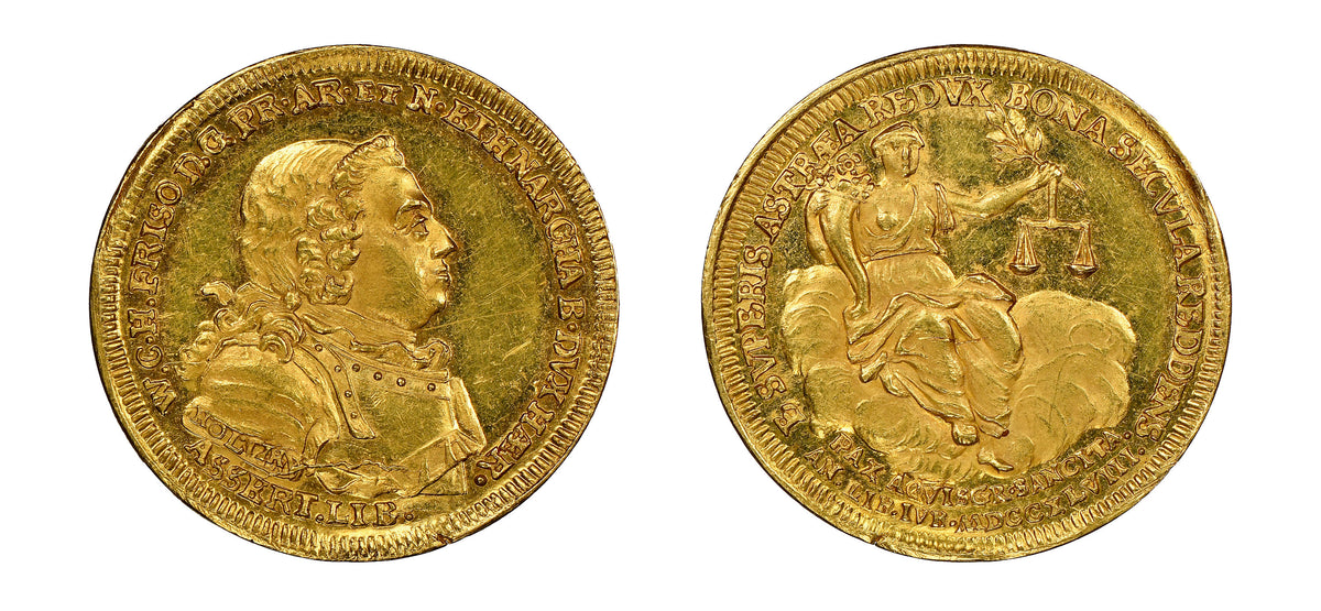 1748 Gold Aachen Medal, Peace Centennial M.Holtzhey NGC MS63 - Hard Asset Management, Inc