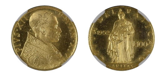 1952 VATICAN XIV "Pope Pius XII" Gold100 Lire NGC MS64 - Hard Asset Management, Inc