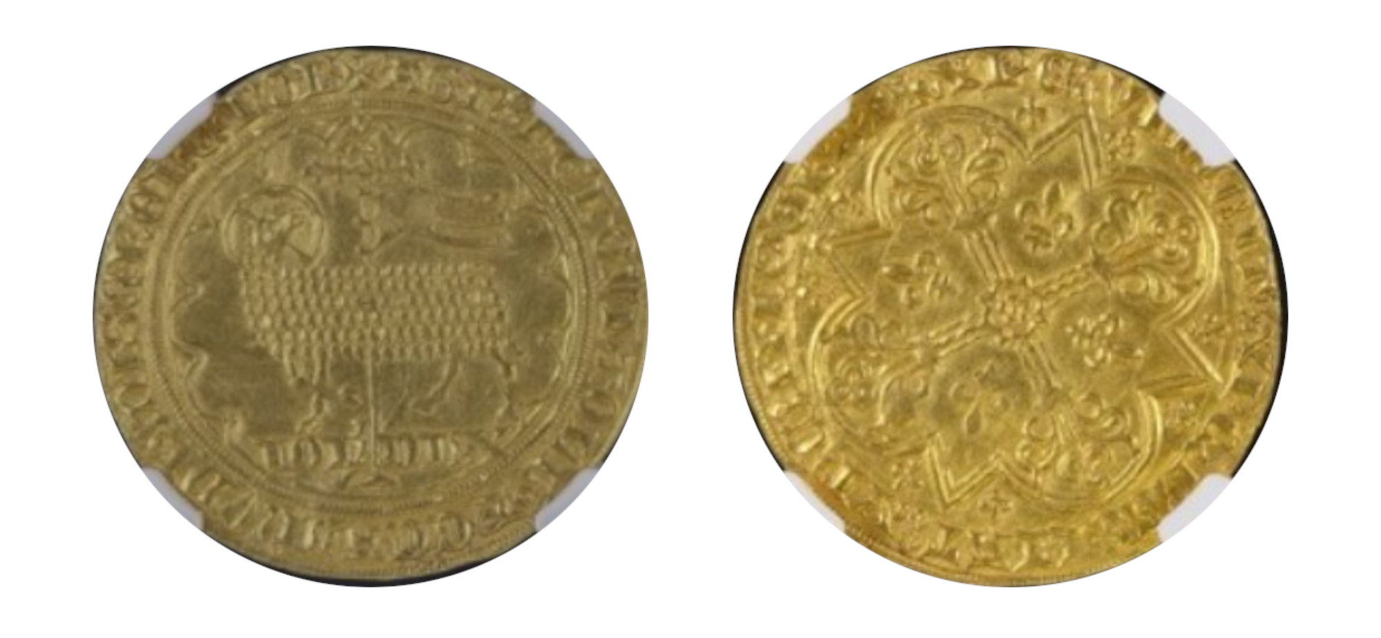 1355-1383 BELGIUM GOLD MOUTON D'OR NGC AU 58