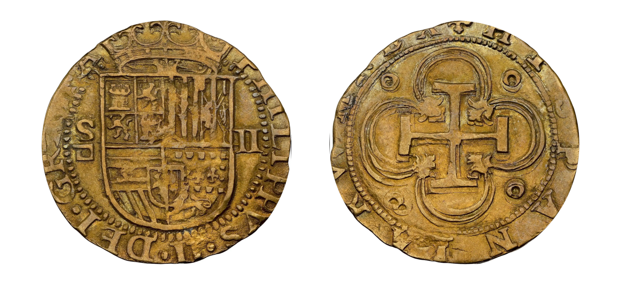 1556-1598 SPAIN GOLD 2 ESCUDOS NGC AU58 - Hard Asset Management, Inc