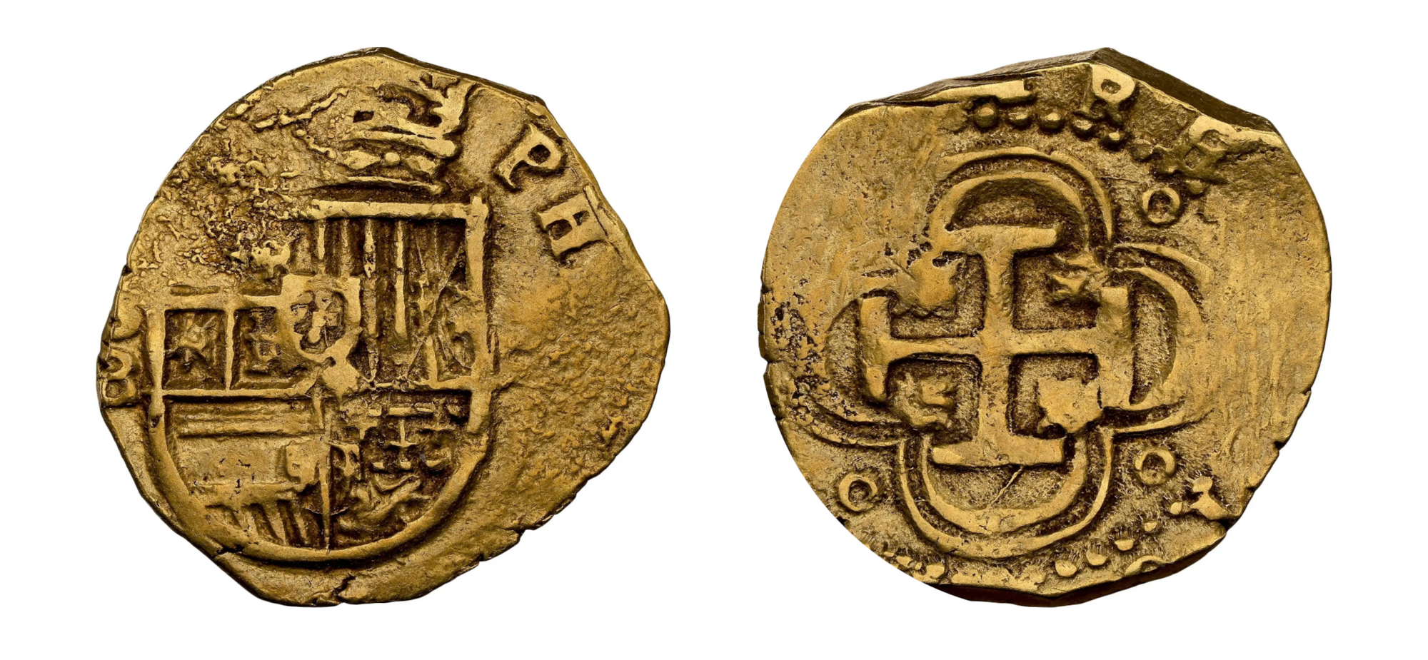 1590-1597 SPAIN GOLD 2 ESCUDOS NGC AU55 - Hard Asset Management, Inc