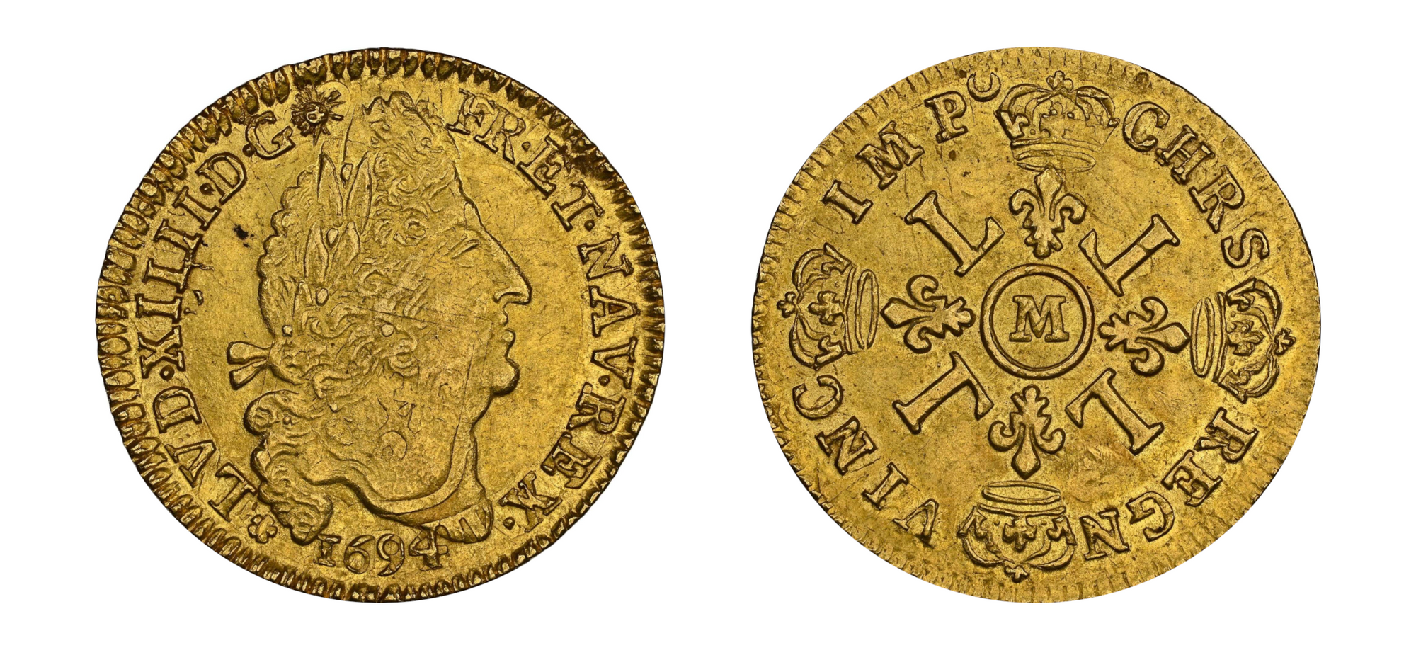 1694M Gold Louis D'OR King Louis XIV NGC MS 62