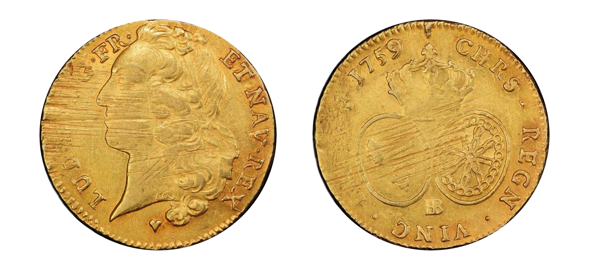 1759 Gold Double Louis D'OR PCGS AU 58