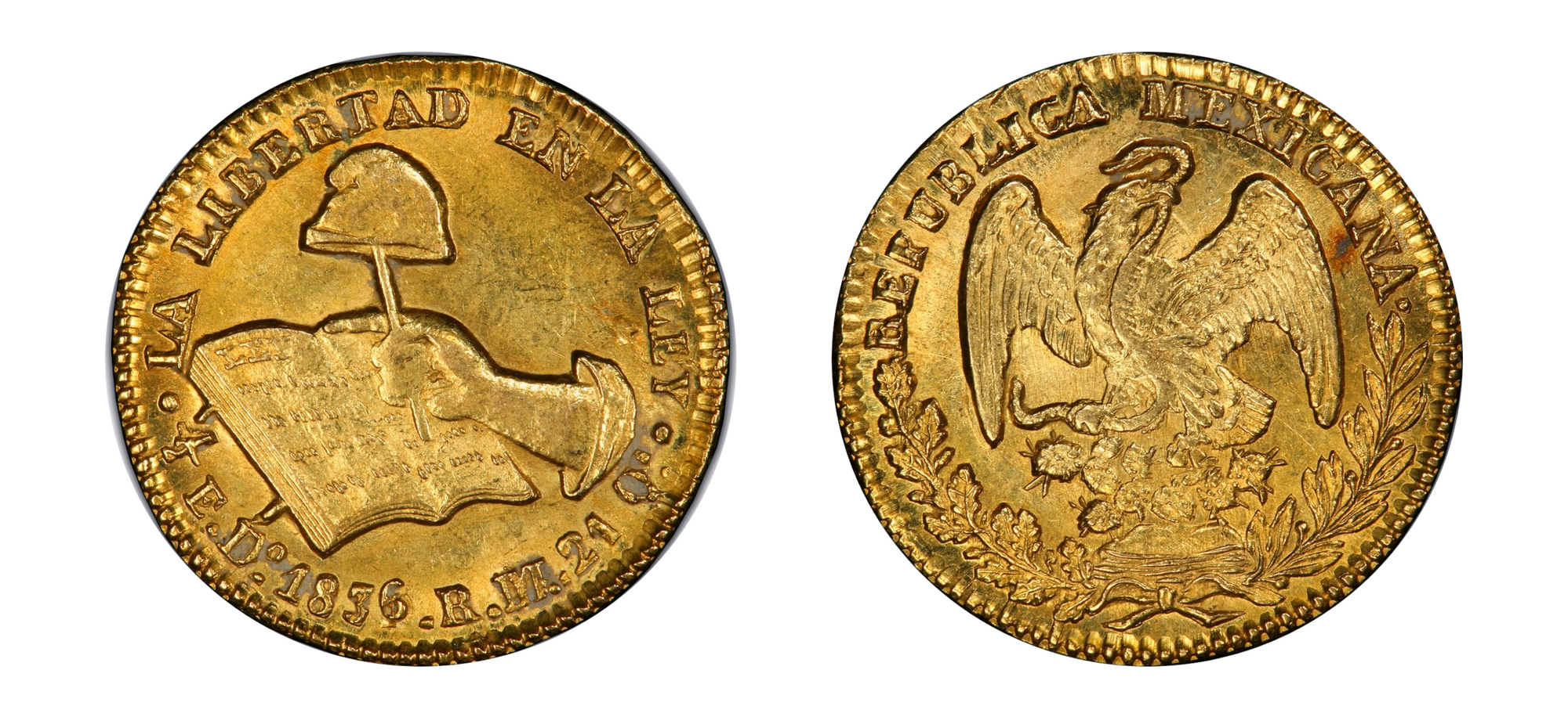 1836-Do RM Mexico Gold 1/2 Escudo PCGS MS64