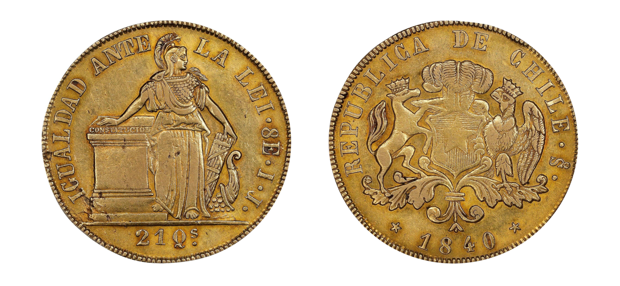 1840 Gold 8 Escudos PCGS AU 55