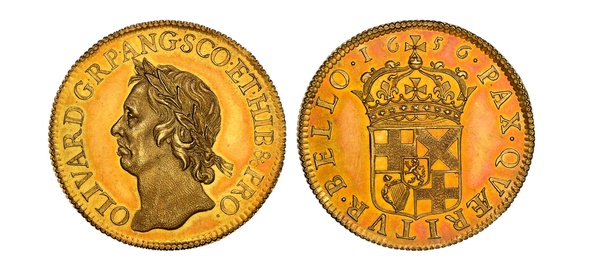 1656 Gold Broad Pattern Oliver Cromwell NGC PF62 Cameo - Hard Asset Management, Inc