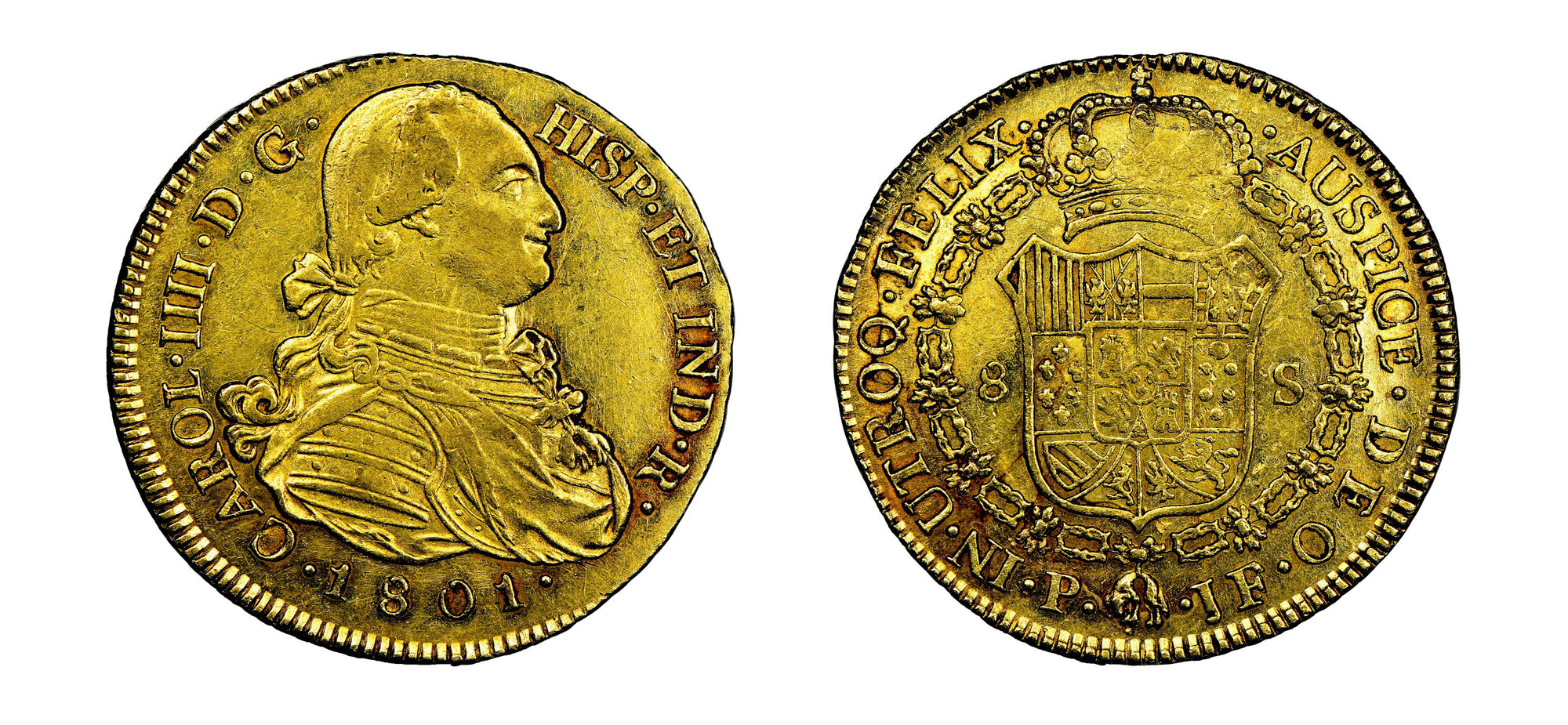 1801 Colombia Gold 8 Escudos, Popoyan Mint