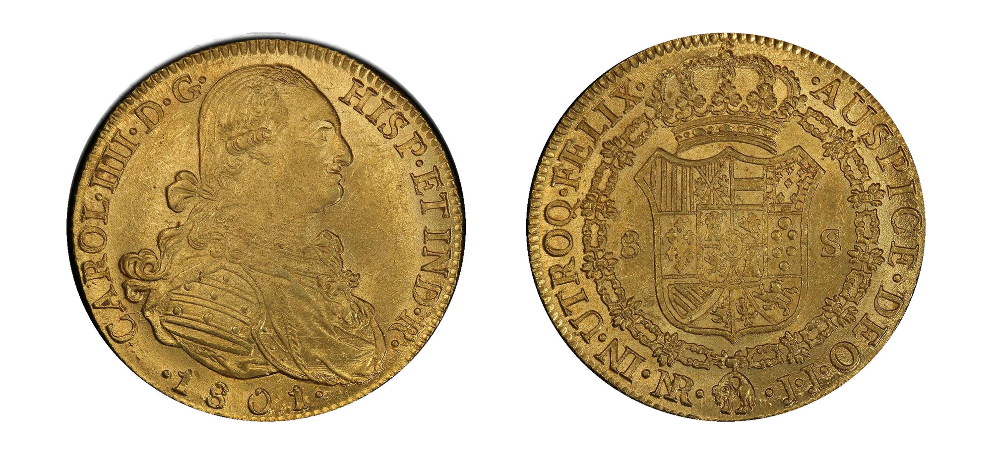 1801 Gold 8 Escudos PCGS MS 63