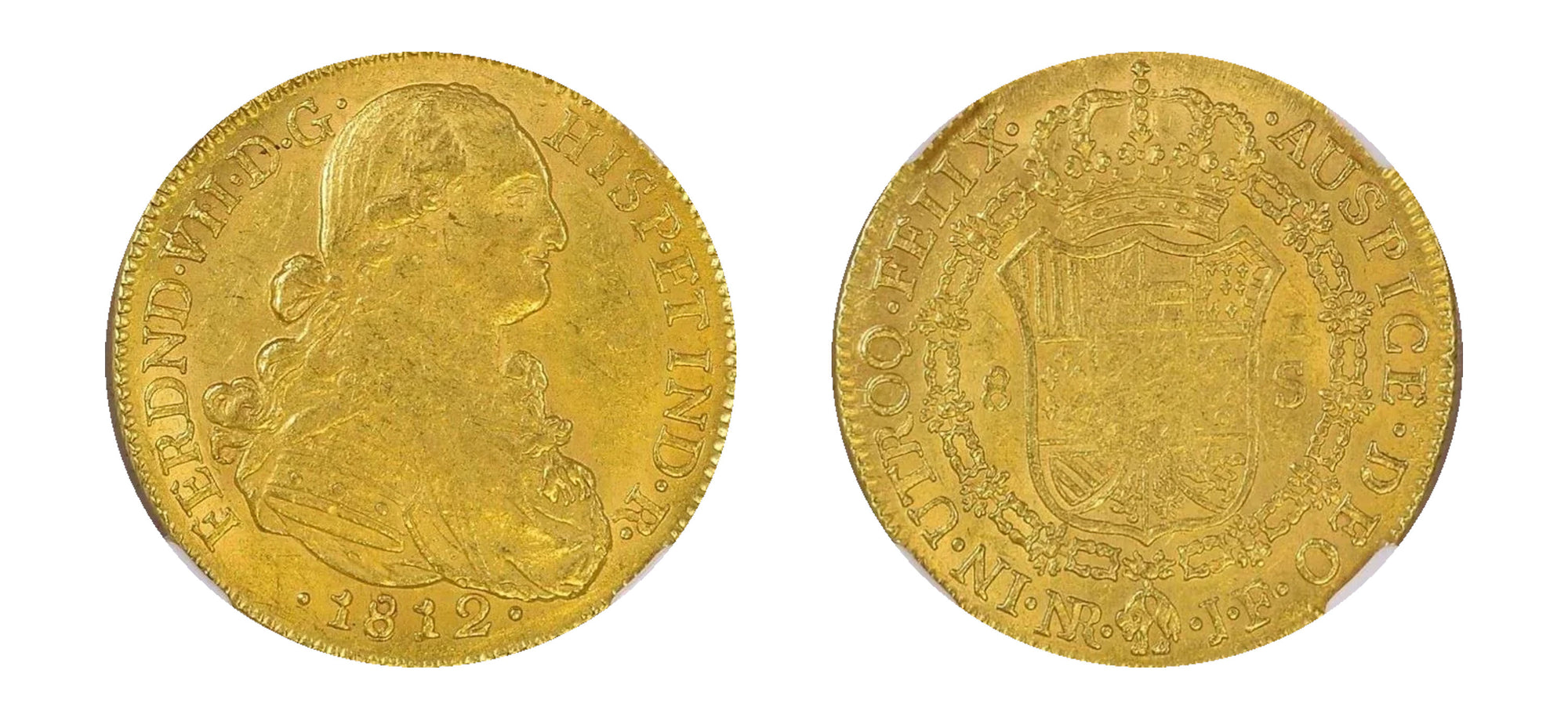 1812 Colombia Gold 8 Escudos NGC AU 58