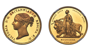 1839 Great Britain Una and the Lion 5 pound Deep Cameo - Test only