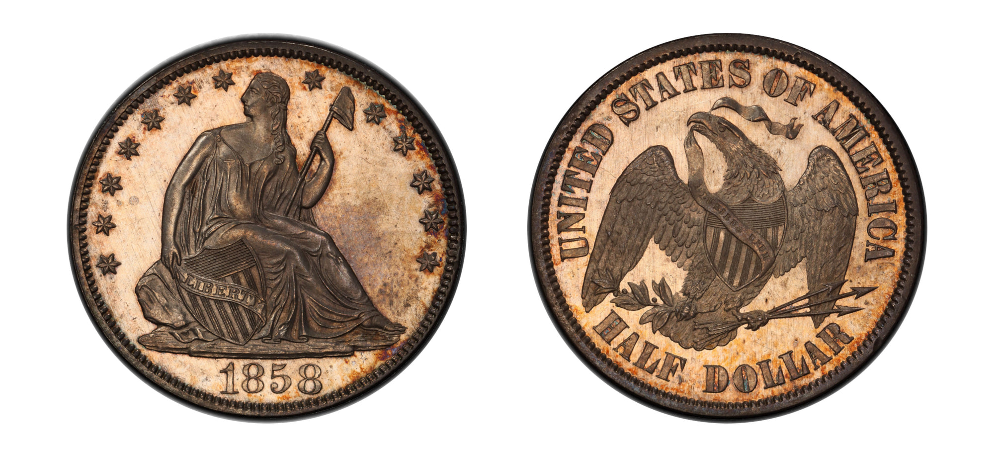 1858 USA Seated Liberty 50c J-222 PCGS PR65 - Hard Asset Management, Inc