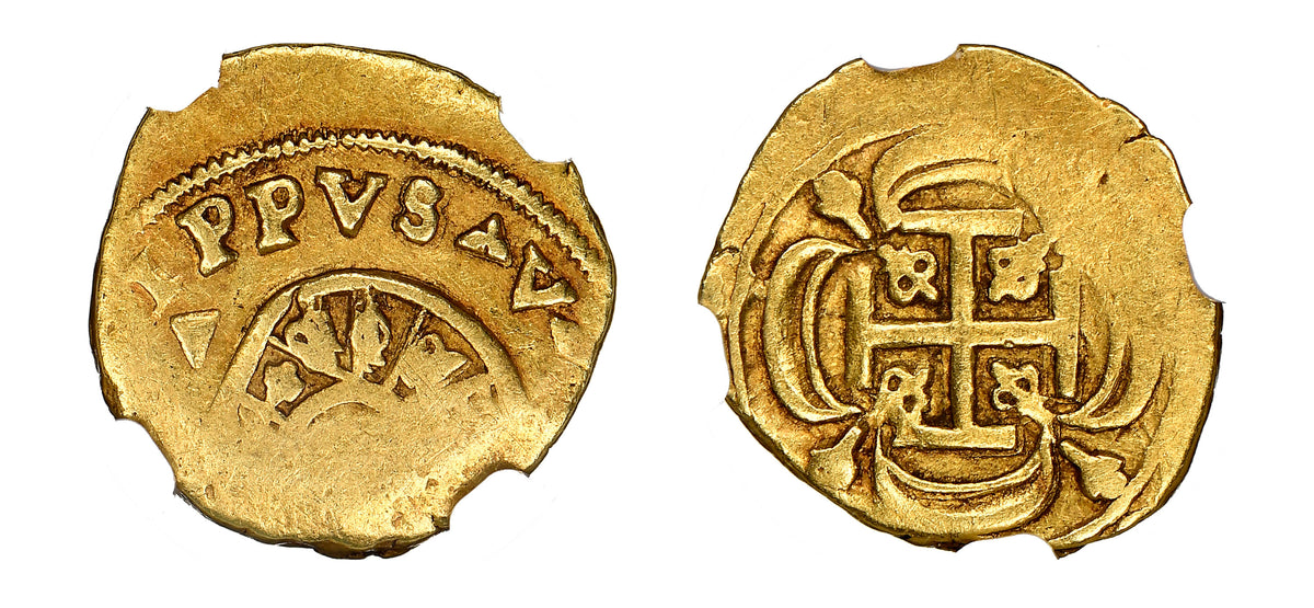 1724-32J Gold Escudo Philip V- Bar End Cross, Straight Bar in Arms NGC AU50 - Hard Asset Management, Inc