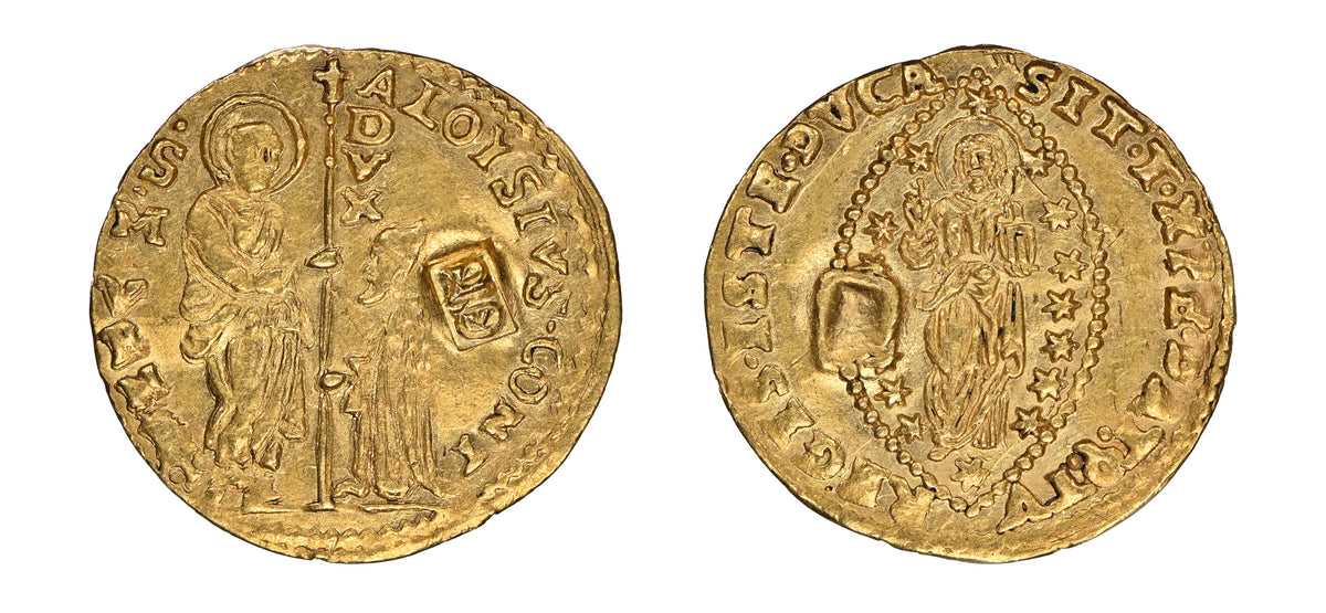 1687-91 1z Gold Zecchino Ashraf Sahha C/S of Suleiman II on Venice NGC MS62 - Hard Asset Management, Inc