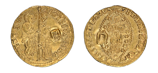 1687-91 1z Gold Zecchino Ashraf Sahha C/S of Suleiman II on Venice NGC MS62 - Hard Asset Management, Inc