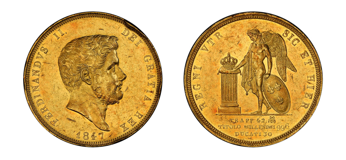 1847 Gold 30 Ducati Ferdinando II PCGS AU55 - Hard Asset Management, Inc