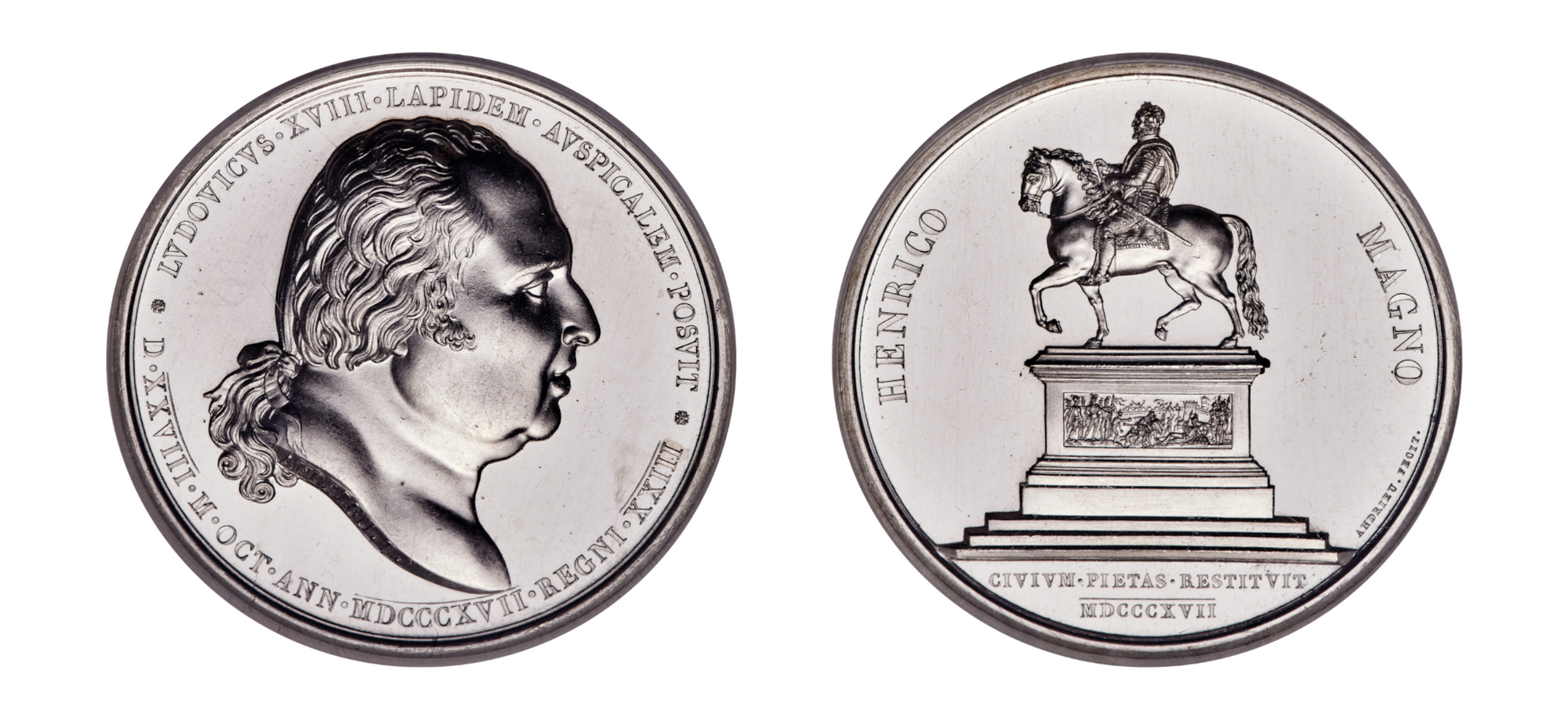 1817-Dated Louis XVIII platinum "Henry IV Statue Restored" Medal NGC MS65 - Hard Asset Management, Inc