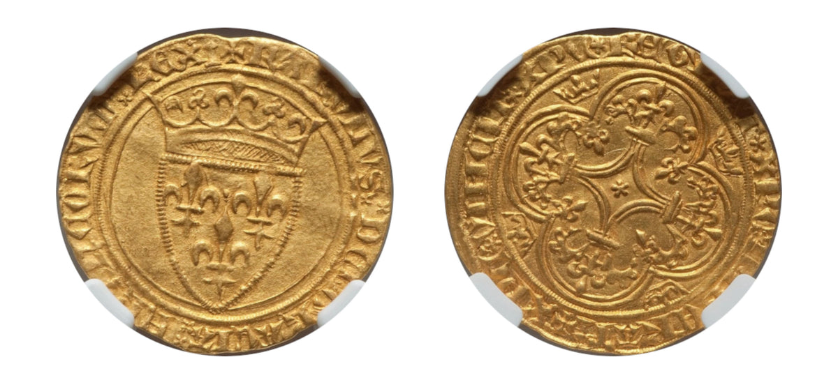 1380-1422 France Gold ECU'OR King Charles VI NGC AU 58 - Hard Asset Management, Inc