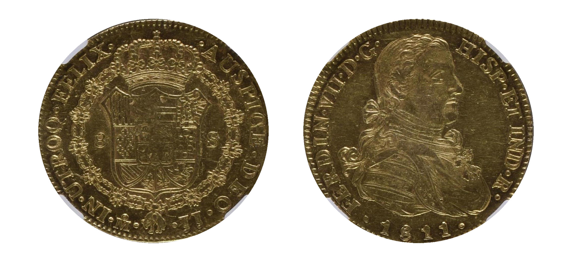 1811MO JJ Gold 8 Escudos King Ferdinand VII NGC AU58 - Hard Asset Management, Inc