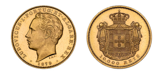 1879 10,000 Reis King Luiz I NGC MS63+ PL - Hard Asset Management, Inc