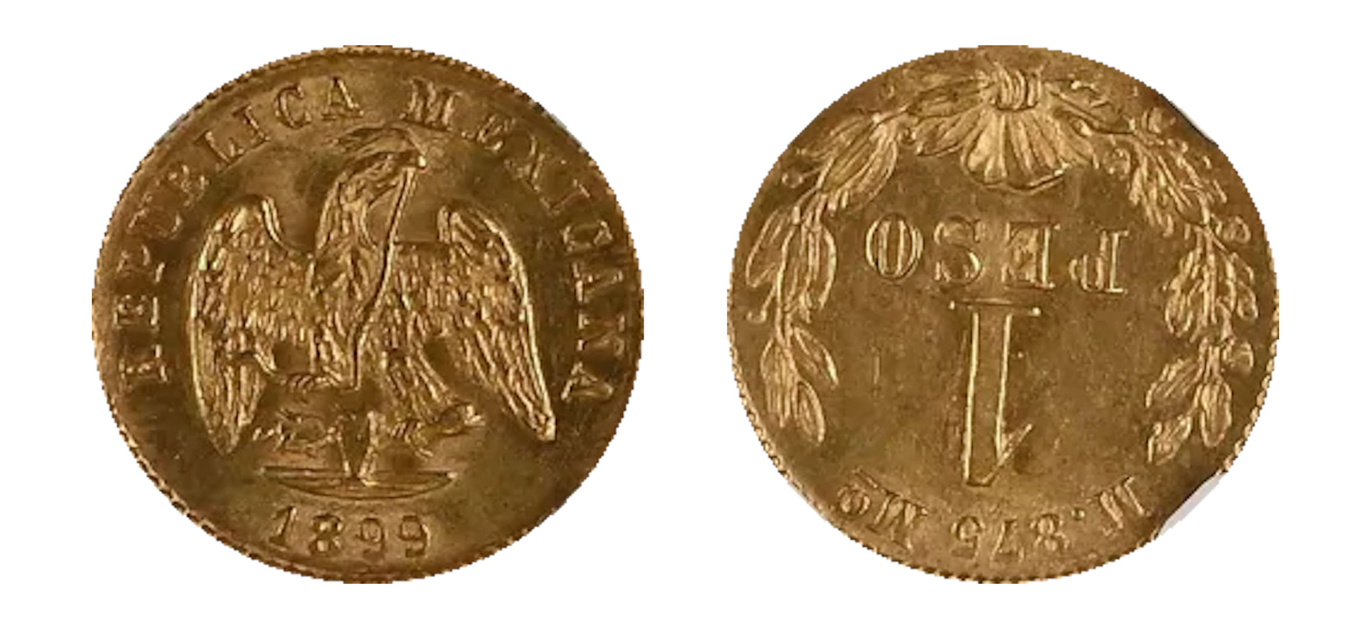 1899 Gold Peso NGC MS 63