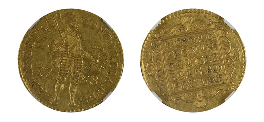 1758 NETHERLAND Gold Ducat Utrecht NGC AU58 - Hard Asset Management, Inc