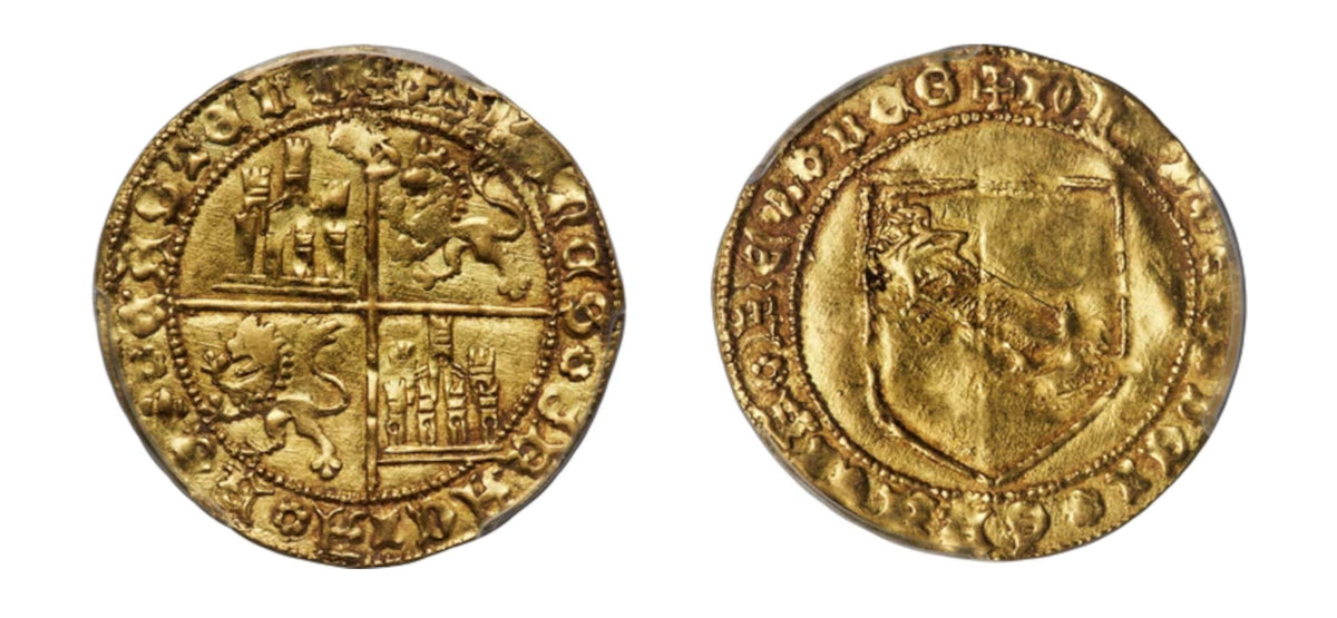 1406- 1454 Spain Gold Double Banda PCGS AU 58 - Hard Asset Management, Inc
