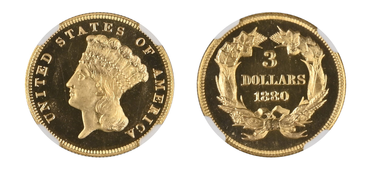 1880 $3 Indian Princess Head NGC PF67+ Ultra Cameo - Hard Asset Management, Inc