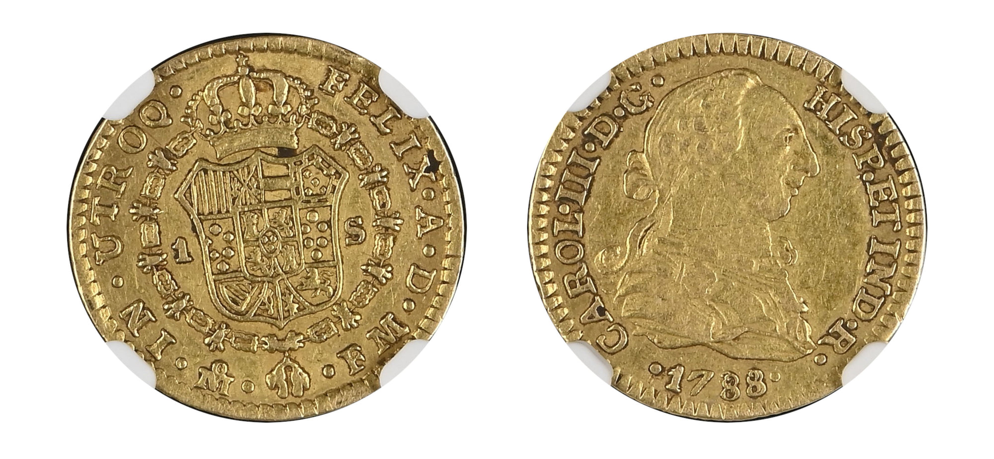 1788 Gold Escudo, Upright Mint NGC AU53 - Hard Asset Management, Inc