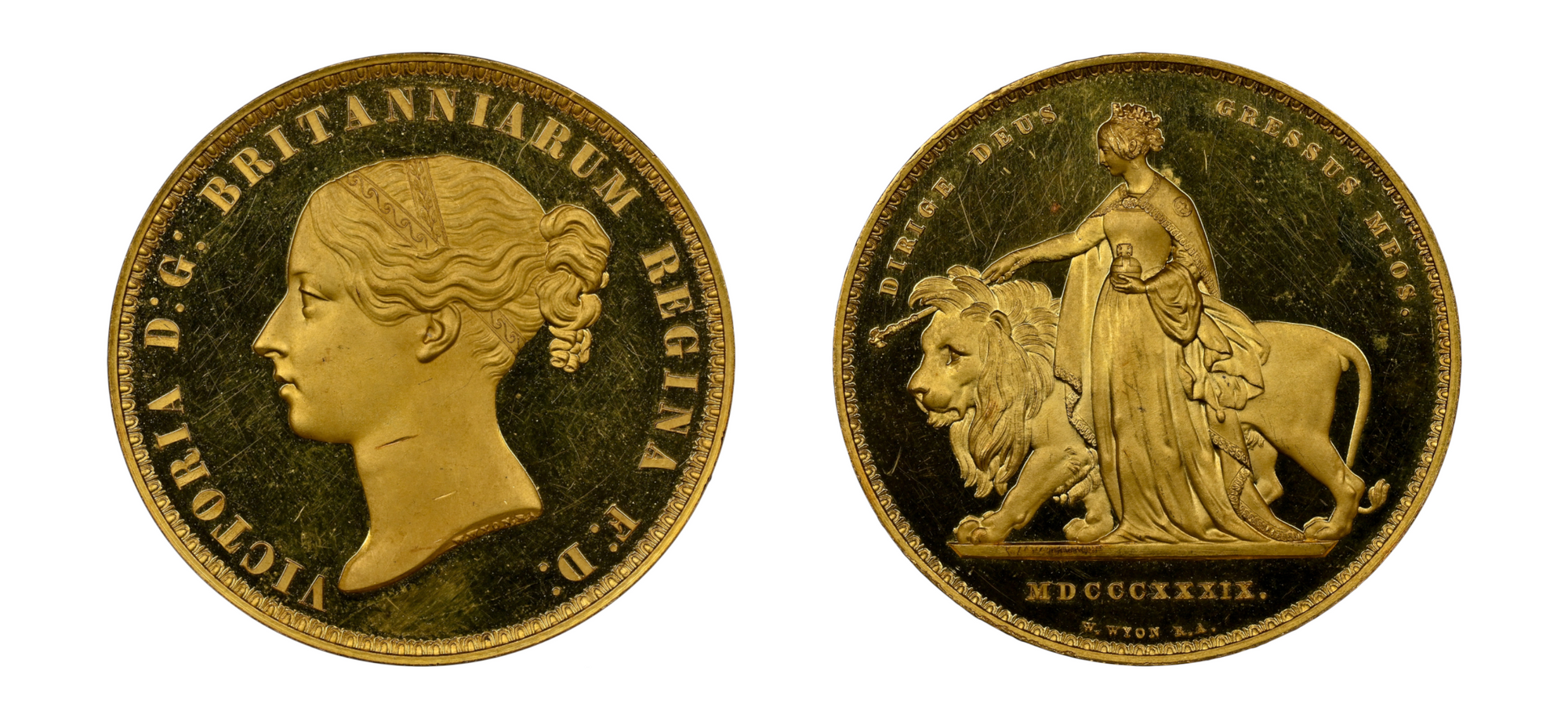 1839 Victoria gold Proof "Una and the Lion" 5 Pounds NGC PR64 Ultra Cameo - Hard Asset Management, Inc