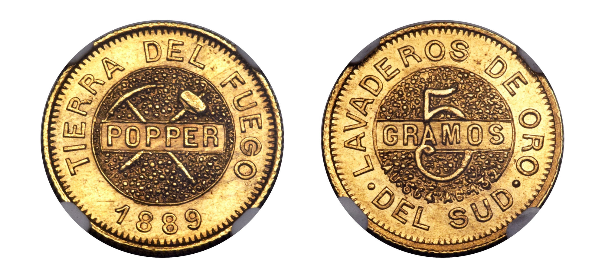 1889 Gold Grama Tierra del Fuego NGC MS62