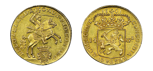 1761 Zeeland 14 Gulden "Ridders Van Reymerswaele" NGC AU58 - Hard Asset Management, Inc