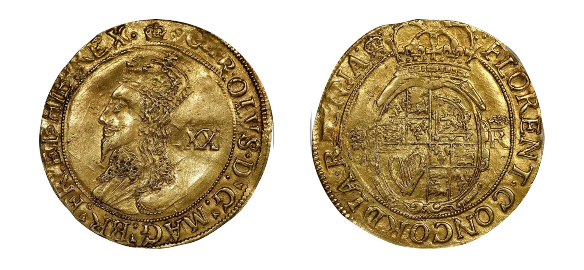 1635-1636 King Charles I Gold Unite PCGS AU 55