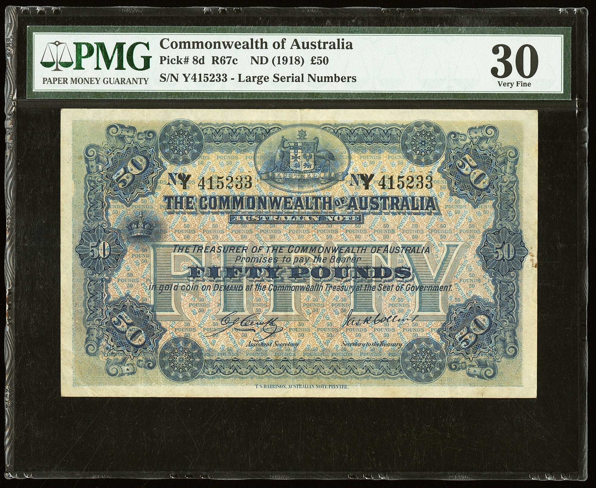 1918 50 Pounds Commonwealth of Australia Pick 8d PMG VF30 - Hard Asset Management, Inc