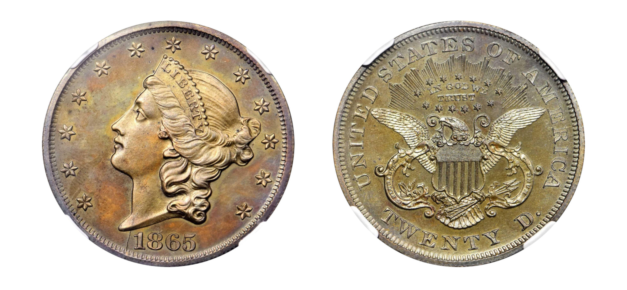 1865 Judd-453 $20 Copper NGC PF 66 BN LM - Hard Asset Management, Inc