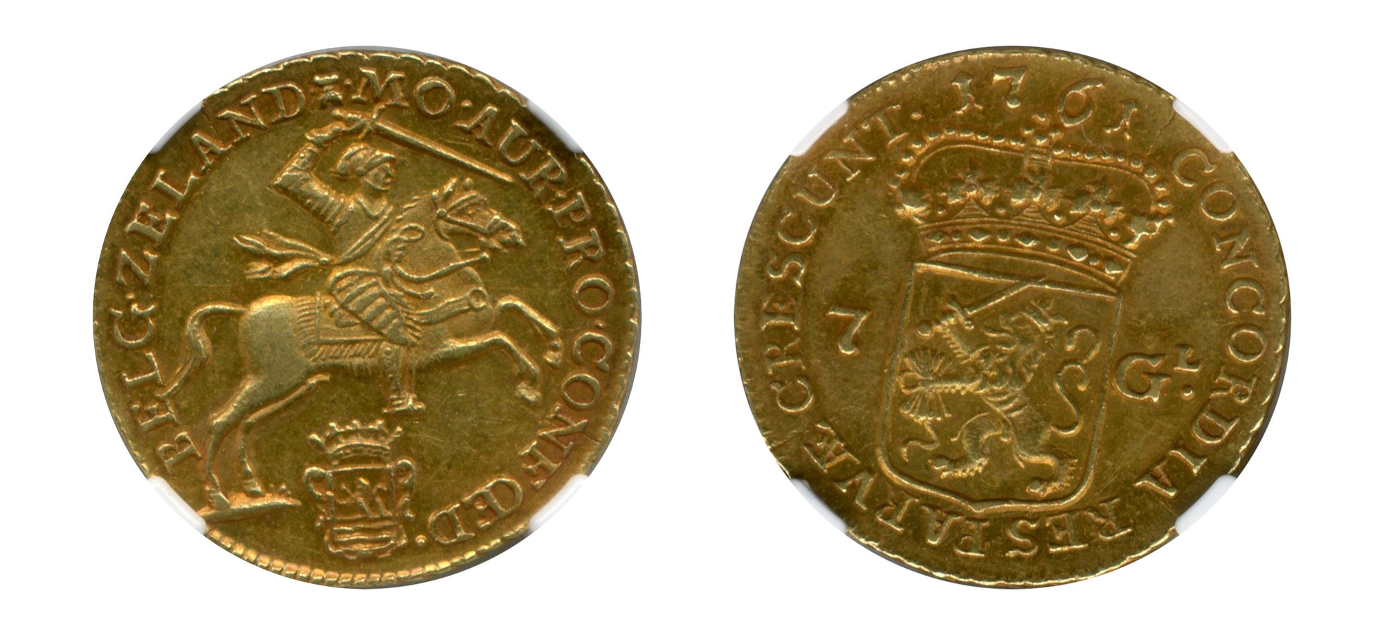 1761-Netherlands Gold 7 Gulden NGC AU 58 - Hard Asset Management, Inc