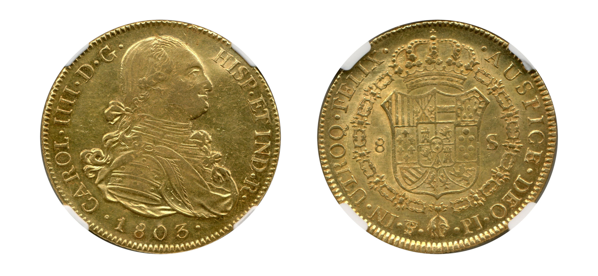 1803-Bolivia (Potosi) Gold 8 Escudos NGC AU 55 - Hard Asset Management, Inc
