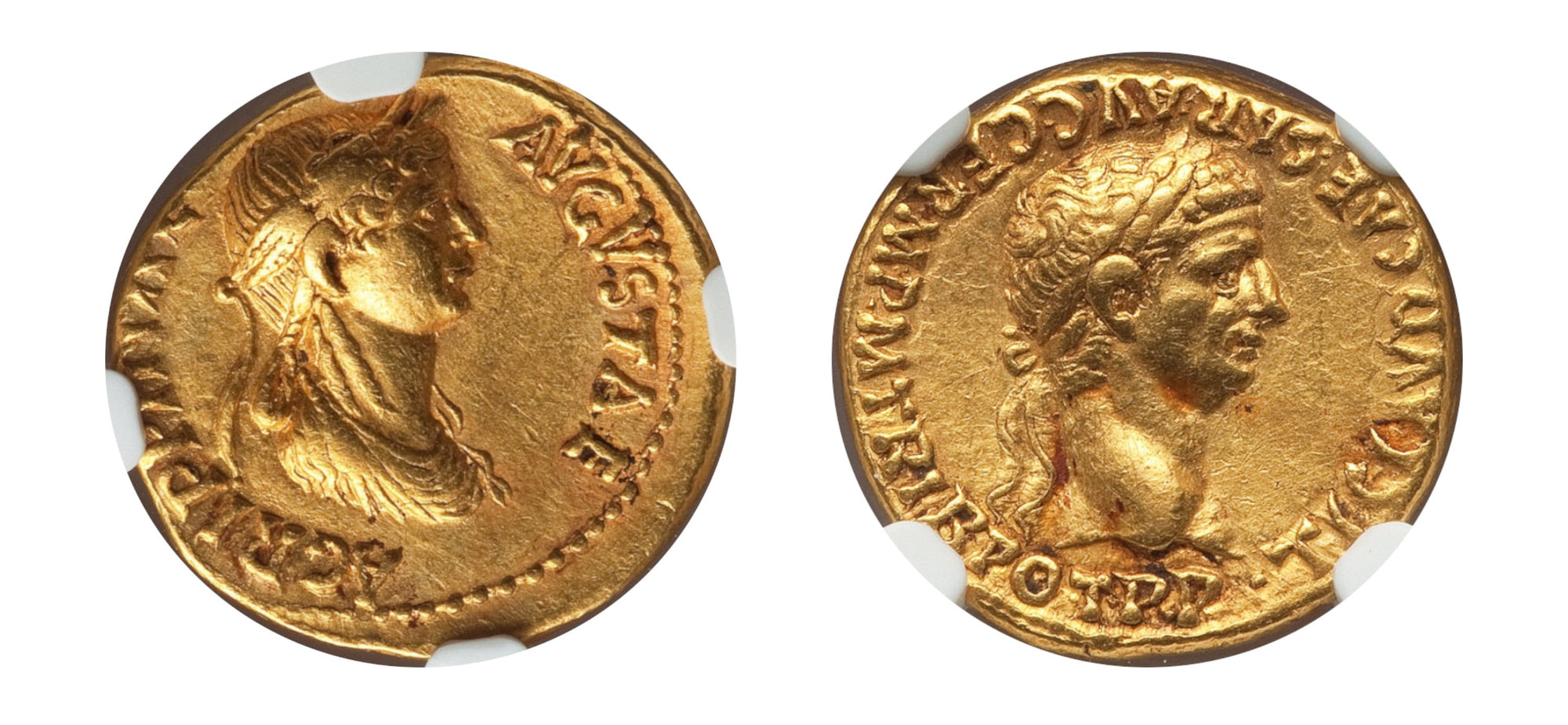 41-54 AD Claudius I with Agrippina Junior. AV aureus NGC Choice XF 4/5 - 2/5 - Hard Asset Management, Inc