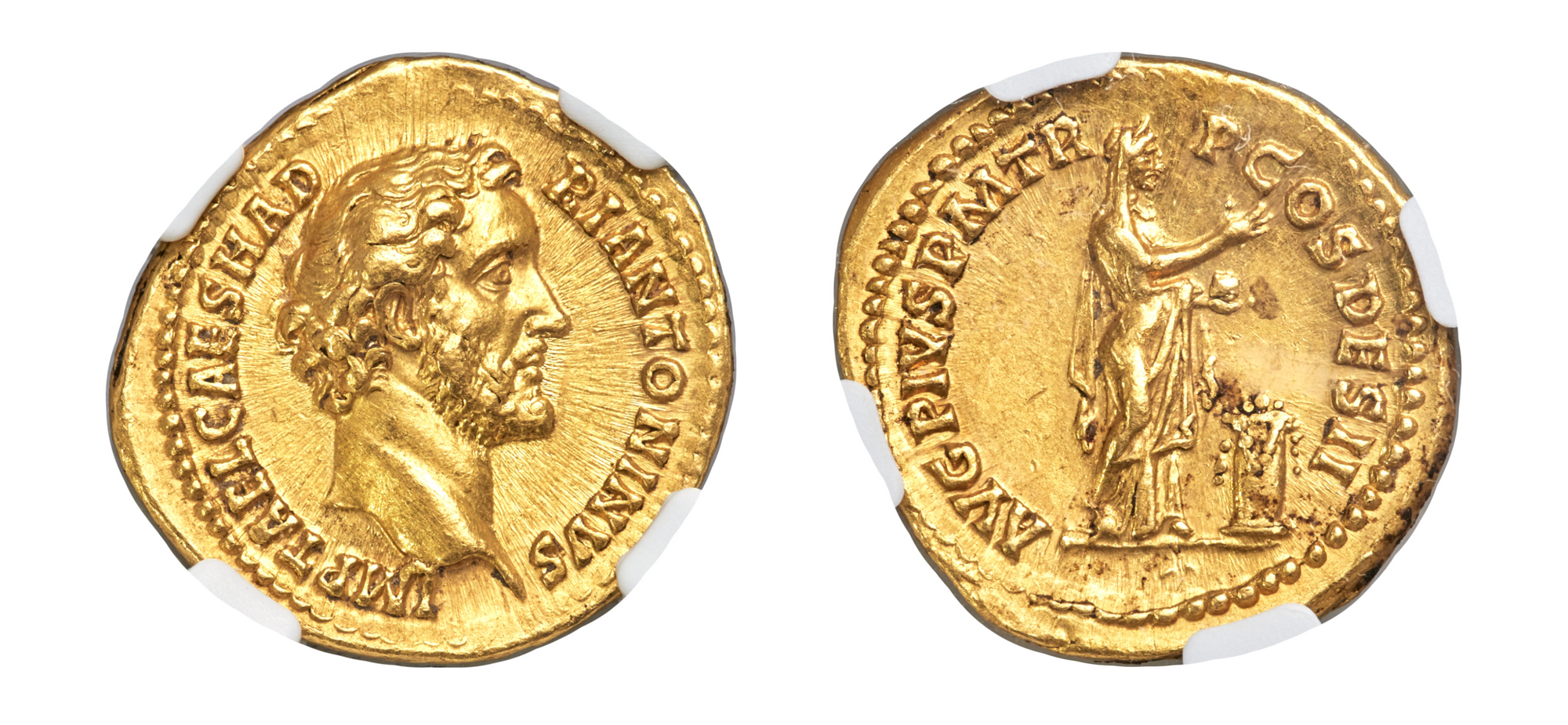 138-161 AD Antoninus Pius AV aureus NGC Choice AU 5/5 - 5/5, Fine Style - Hard Asset Management, Inc