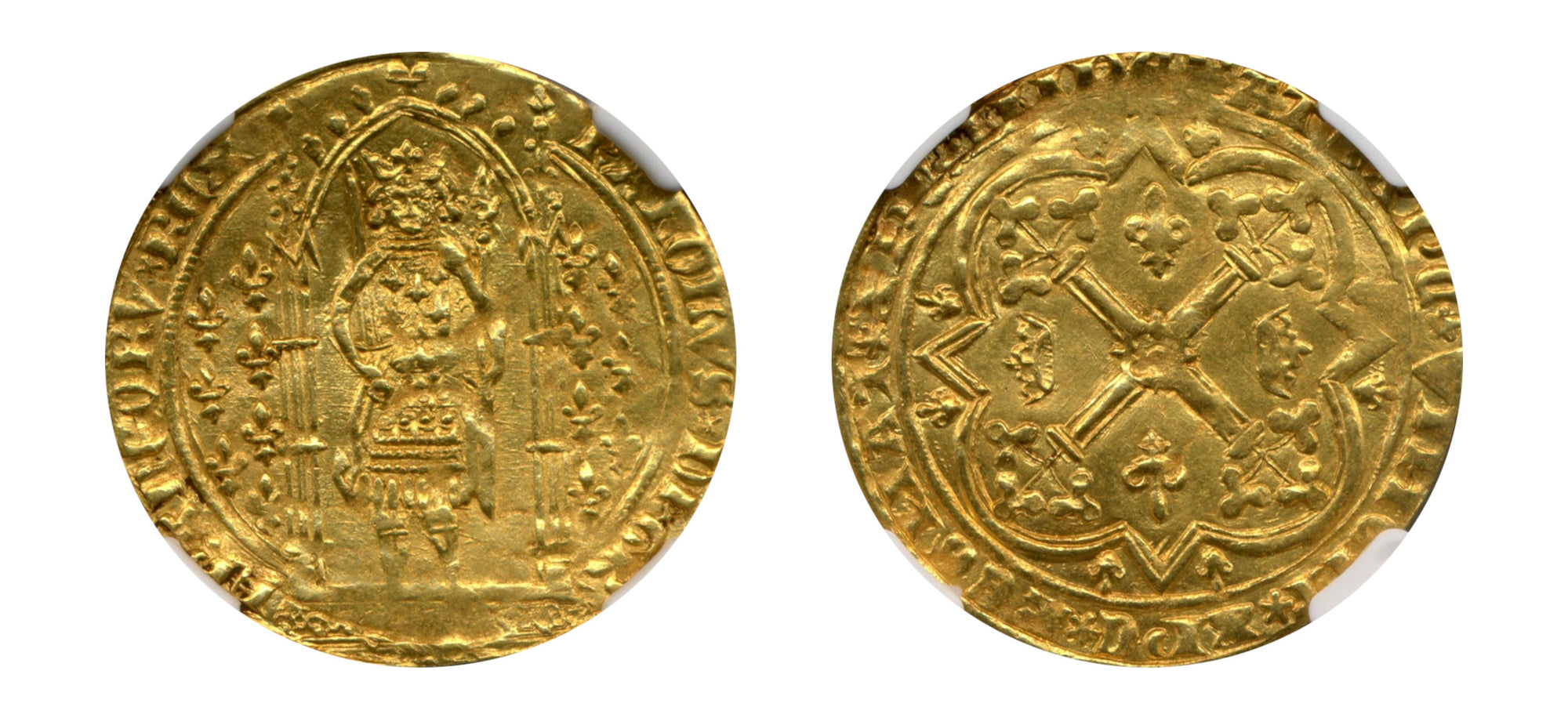 1364-1380 France Charles V Gold F'PIED NGC MS 62 LM - Hard Asset Management, Inc