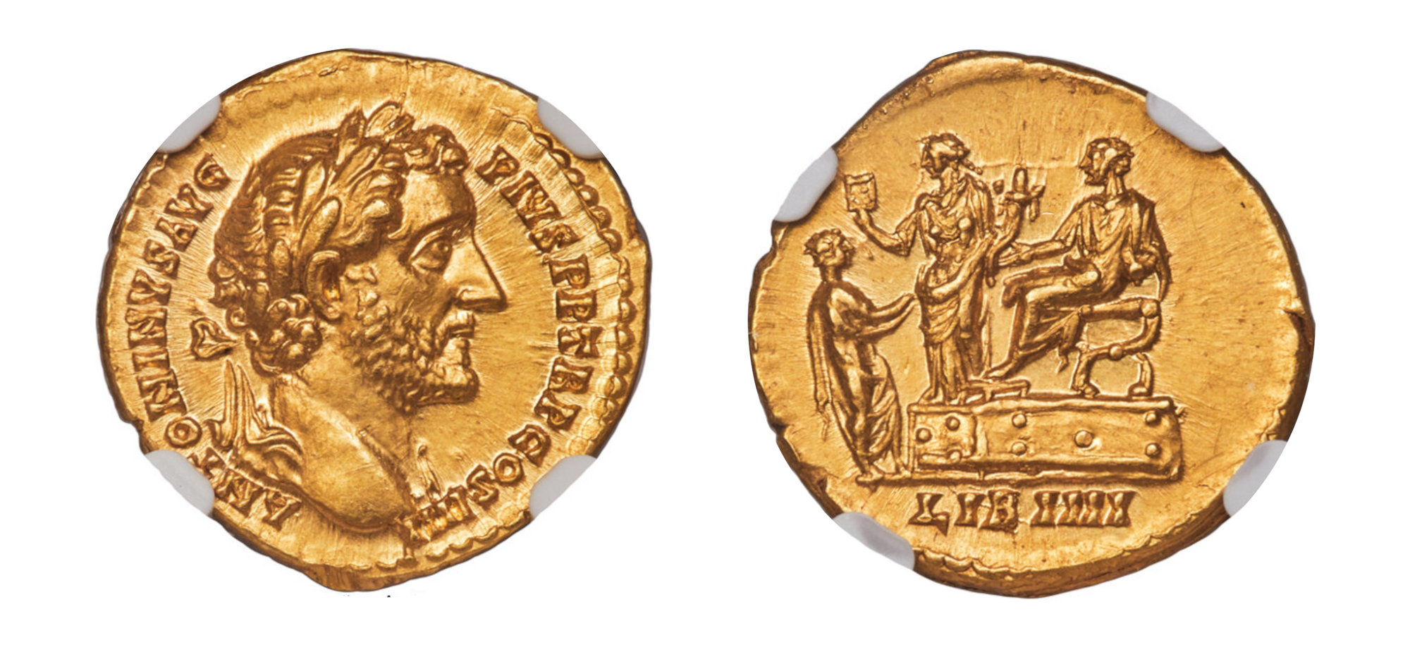 138-161 AD Antoninus Pius AV aureus NGC MS 5/5 - 3/5, Fine Style - Hard Asset Management, Inc