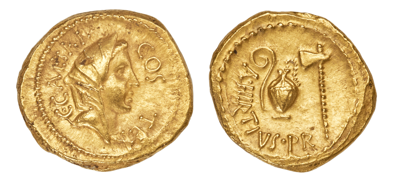 49-44 BC Julius Caesar, as Dictator. AV aureus NGC Ch AU 5/5 - 4/5 - Hard Asset Management, Inc