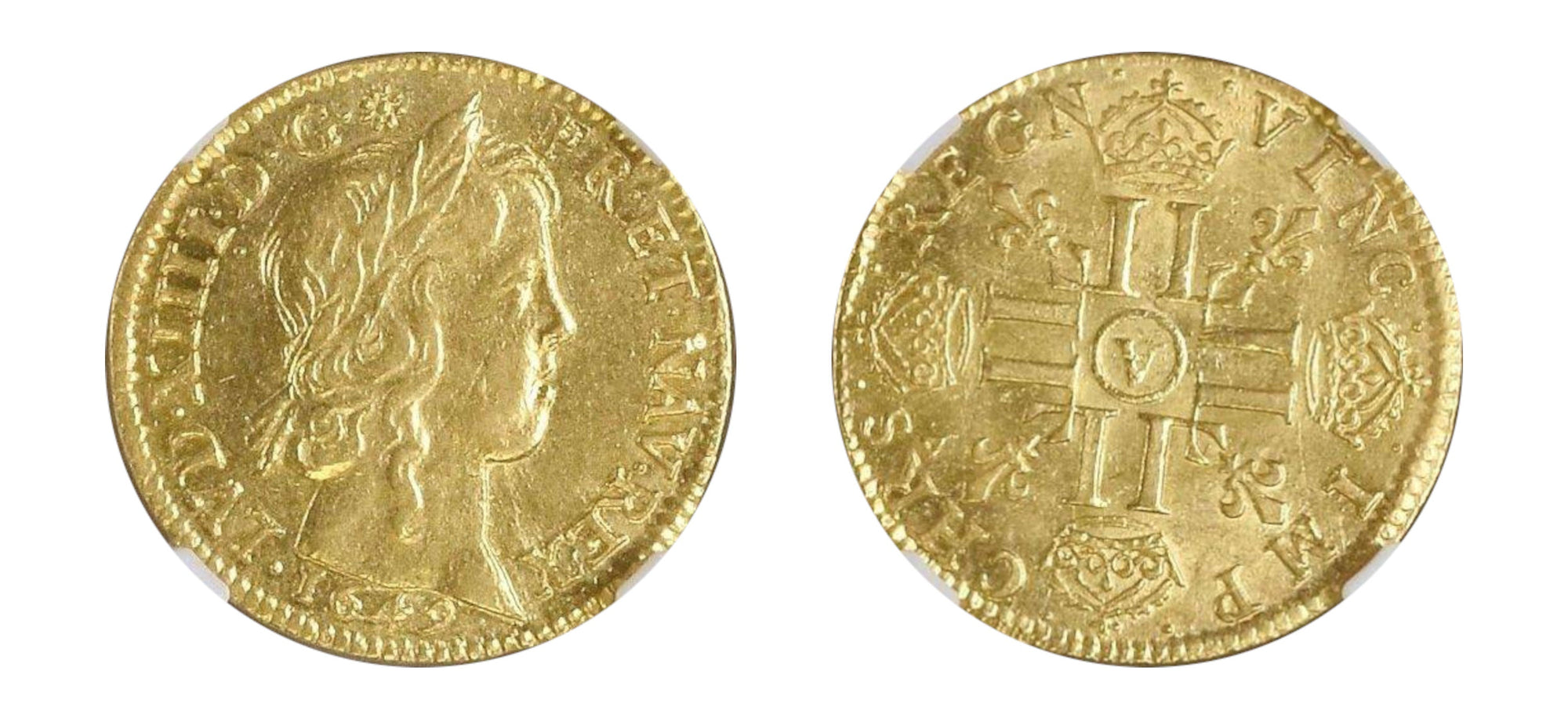 1649 Gold 1 LOR King Louis XIV NGC AU 58 WG - Hard Asset Management, Inc