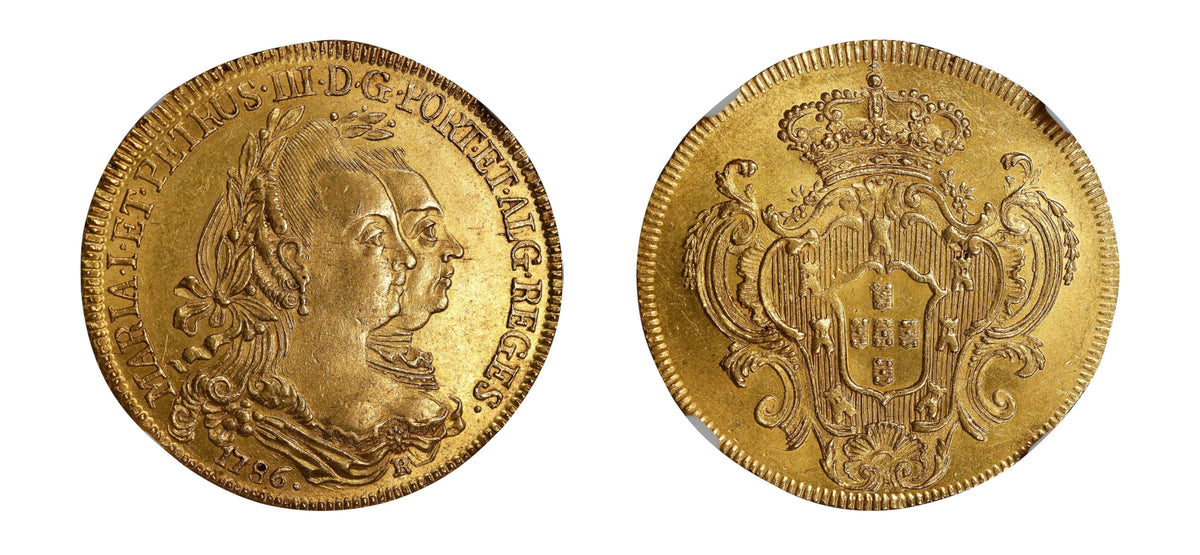 1786 Gold 6400 Reis Maria I & Peter III NGC MS62 - Hard Asset Management, Inc