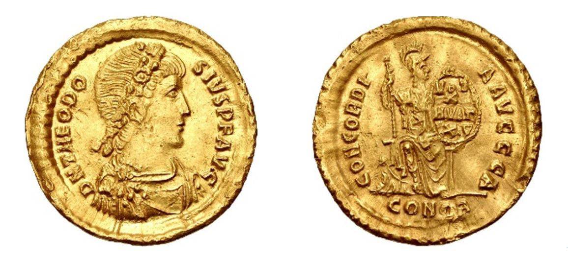 379-395 AD Theodosius I Gold Solidus NGC Ch AU 5/5 - 4/5 - Hard Asset Management, Inc